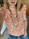 Orange Dot Print Top