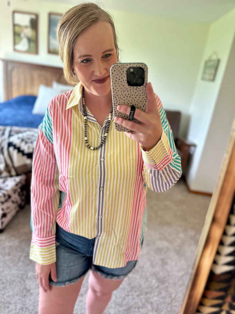 Multi Striped Button Up Shirt