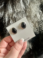 Black Onyx Oval Stud Earrings