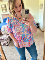 Lavender Mix Print Top