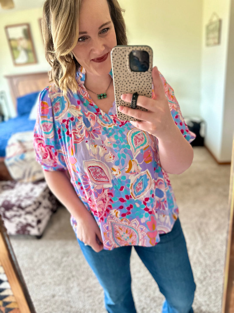 Lavender Mix Print Top