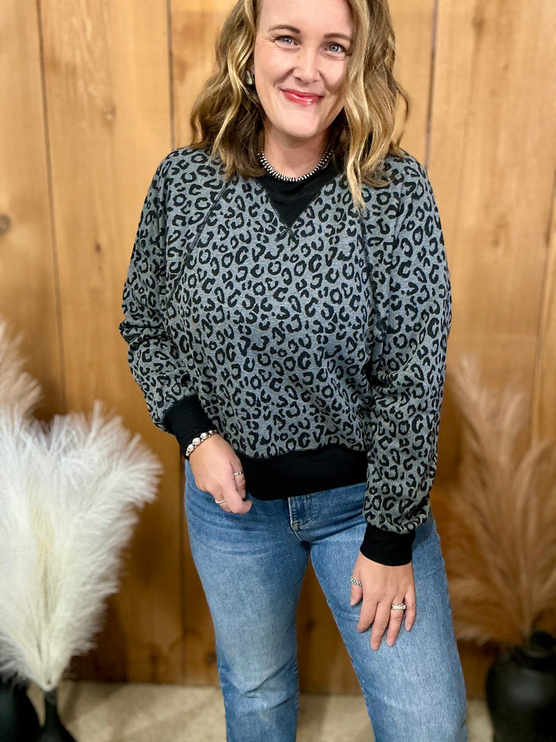 Black Leopard Print Top