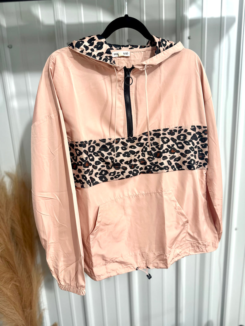 Mauve Leopard Block Windbreaker