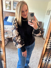 Floral Sheer Sleeve Sweater Top