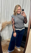 Grey Scalloped Hem Sweater Top