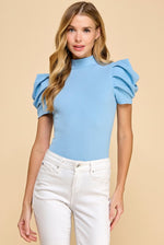 Puff Sleeve Bodysuit - Sky Blue
