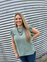 Sage Flutter Sleeve Top