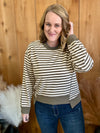 Olive Striped Sweatshirt Top