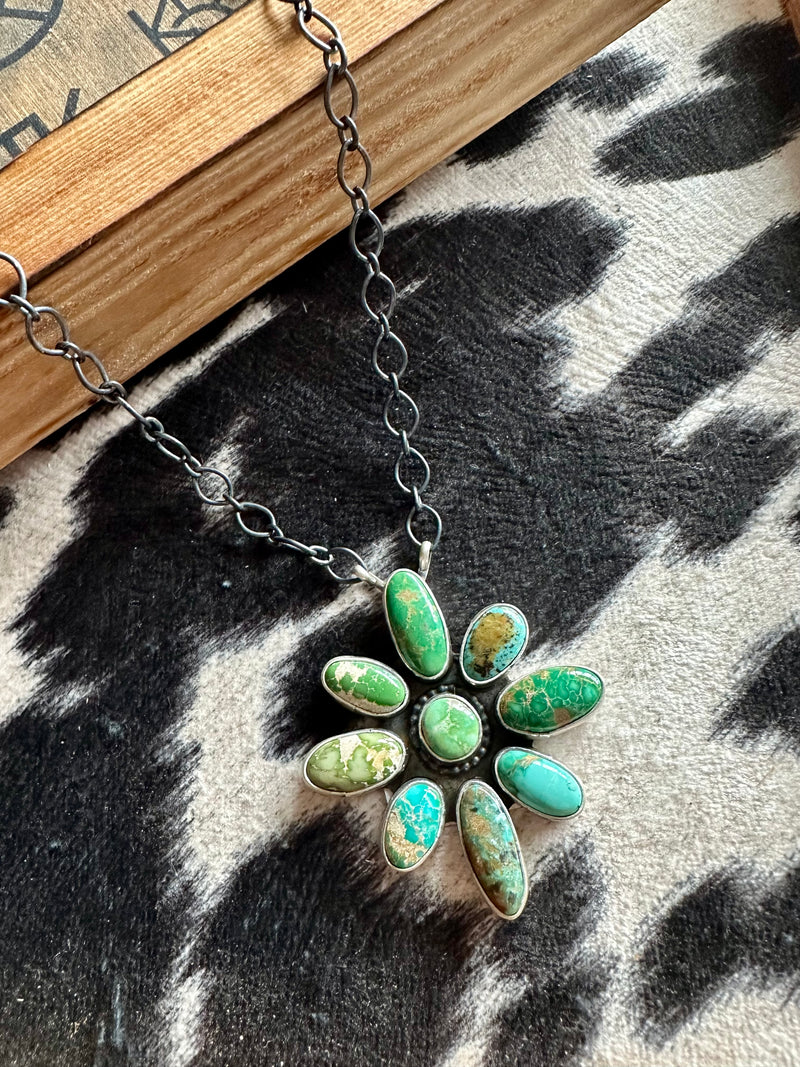 Kingman Turquoise & Sonoran Gold Pendant Necklace