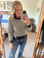 Black Striped Contrast Top