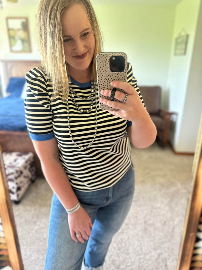 Striped Top - Black/Blue