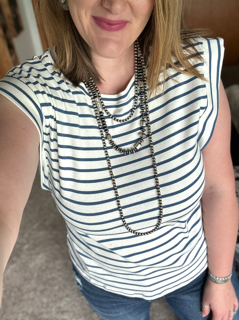Blue Striped Boxy Tank