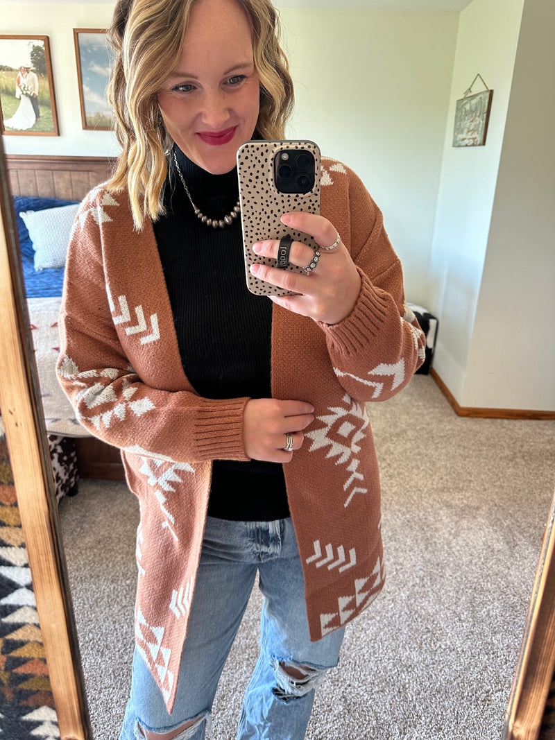 Rust / Ivory Aztec Cardigan