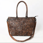 Brown Western Tooled Leather Handbag