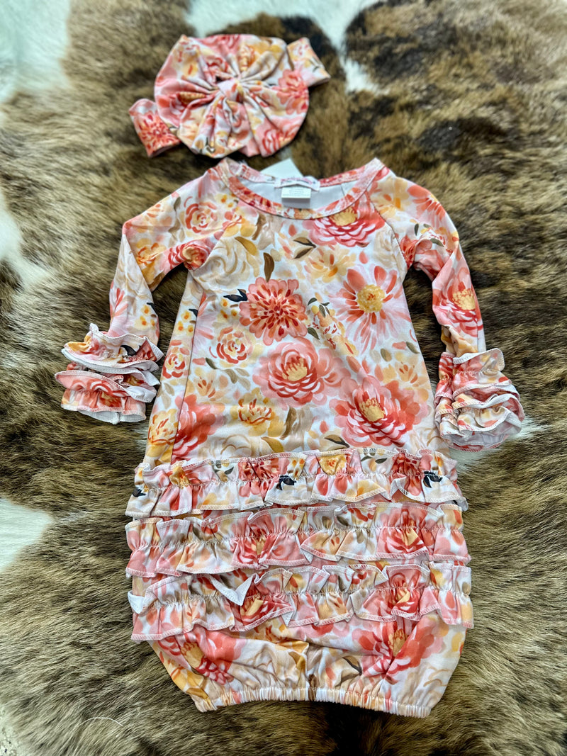 Coral Floral Bow & Gown