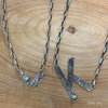 Turquoise Stone Box Chain Initial Necklace - Small Letter