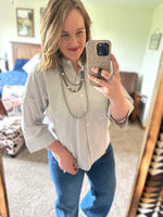 Charcoal/White Button Down Top