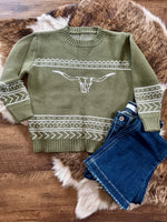Olive Cow Head Sweater