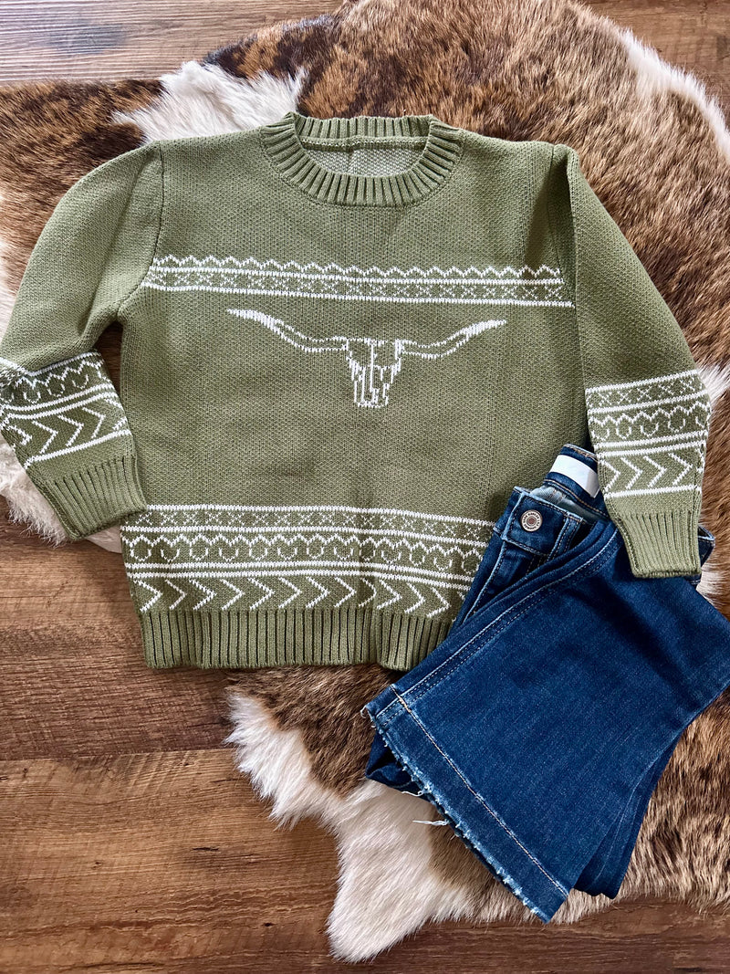 Olive Cow Head Sweater