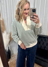 Green Striped Half Zip Sweatshirt