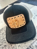 Floral Tooled Leather Patch Cap