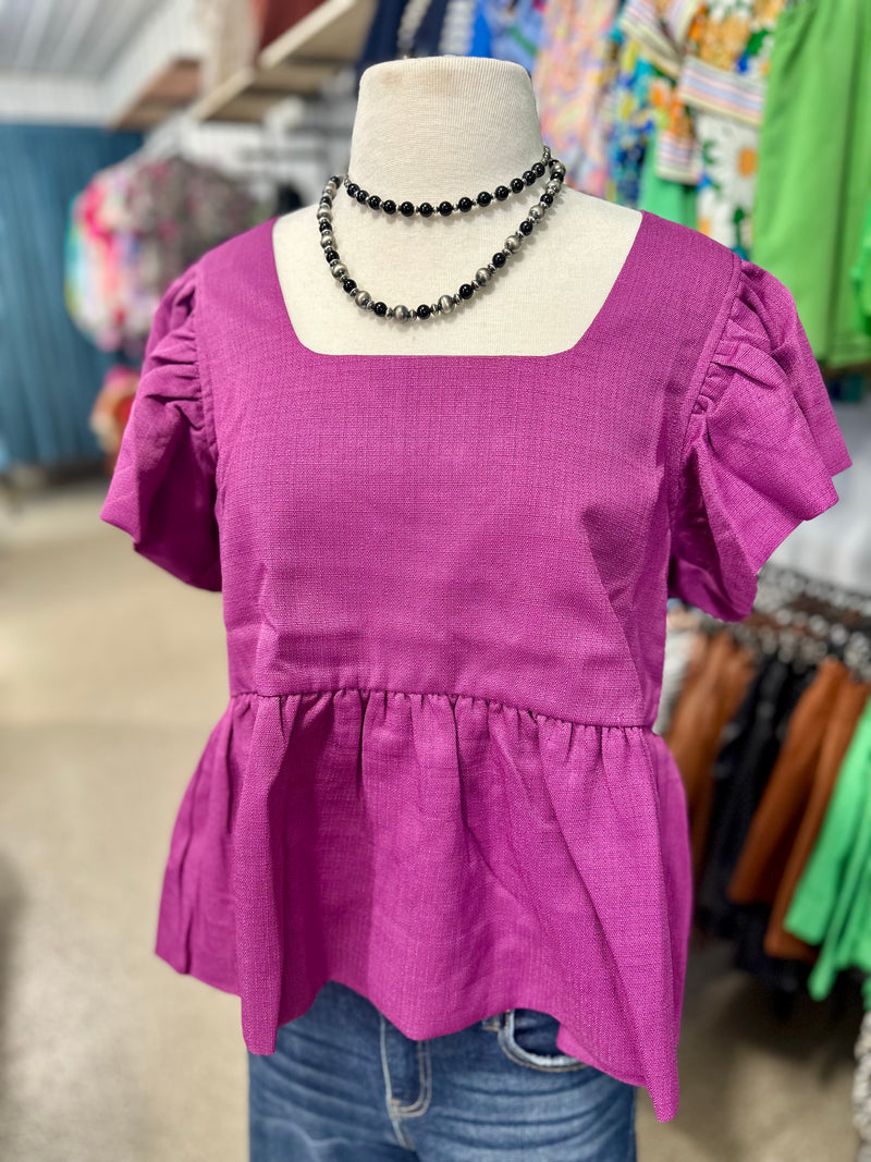 Plum Square Neck Top
