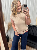 Taupe Scalloped Hem Sweater Top