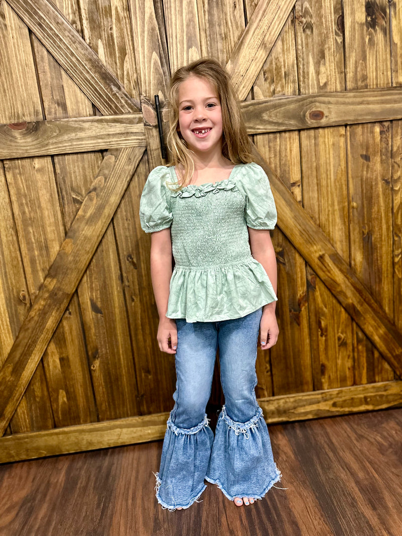 Girls Bell Flare Jeans