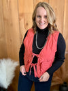 Quilted Tie Vest - Pale Red