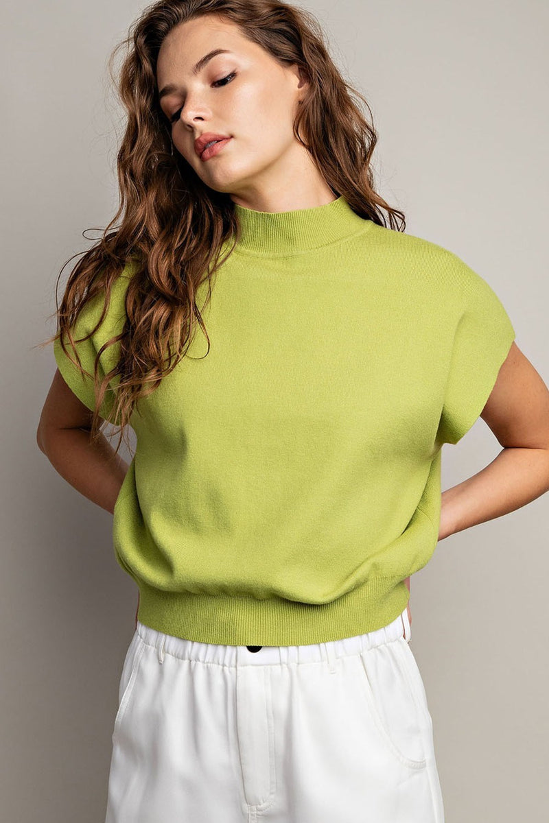 Mock Neck Top - Lime