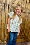 Girls Green Embroidered Top