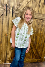 Girls Green Embroidered Top