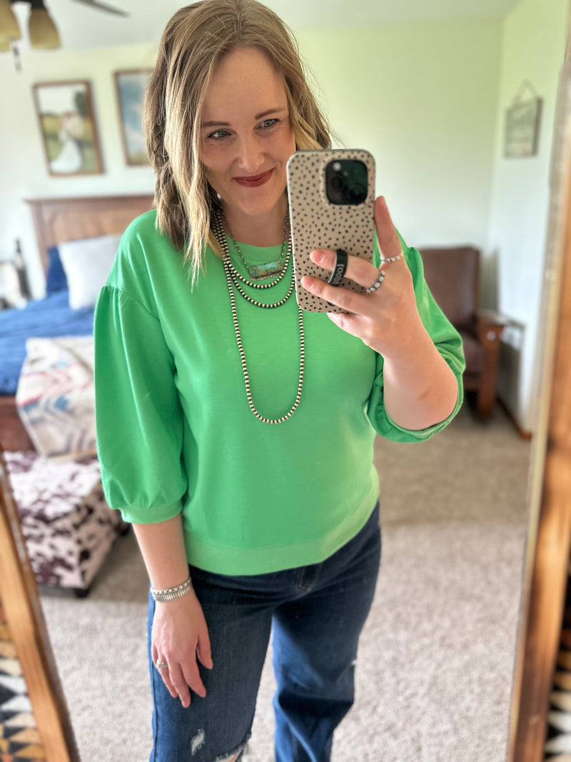 Green 3/4 Sleeve Top
