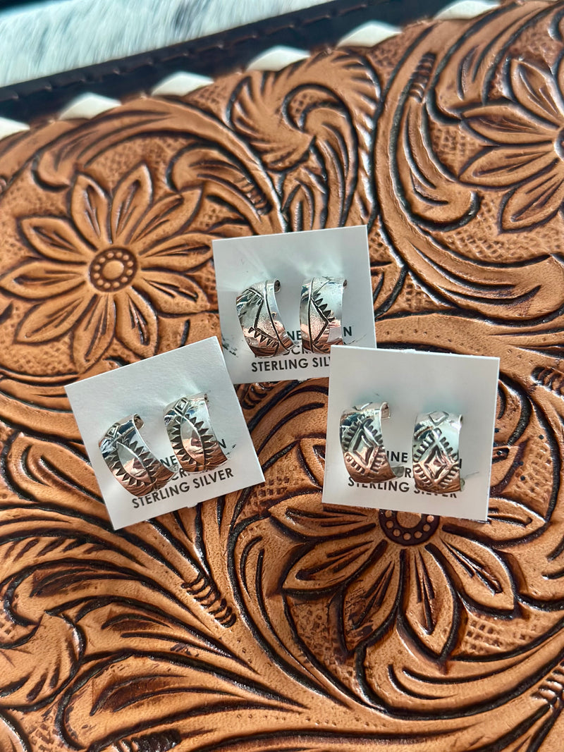Mini Stamped Hoop Earrings