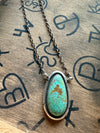 Kingman Turquoise Teardrop Bar Necklace