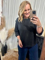 Black 3/4 Sleeve Knit Top