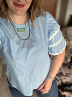 Light Blue Puffed Sleeve Layer Top