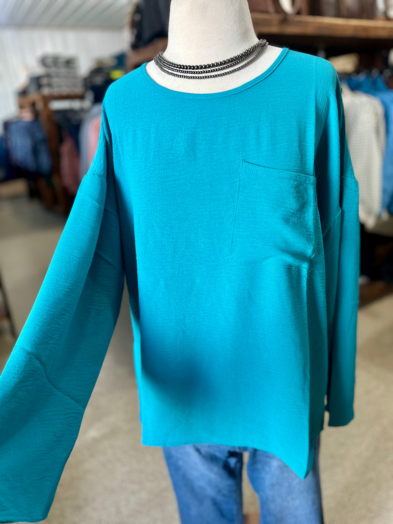 Basic Long Sleeve Top - Teal