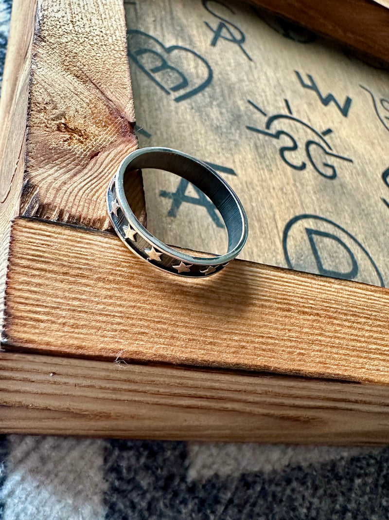 Oxidized Star Stacker Ring