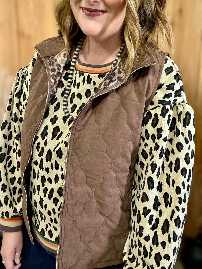 Brown Quilted Vest