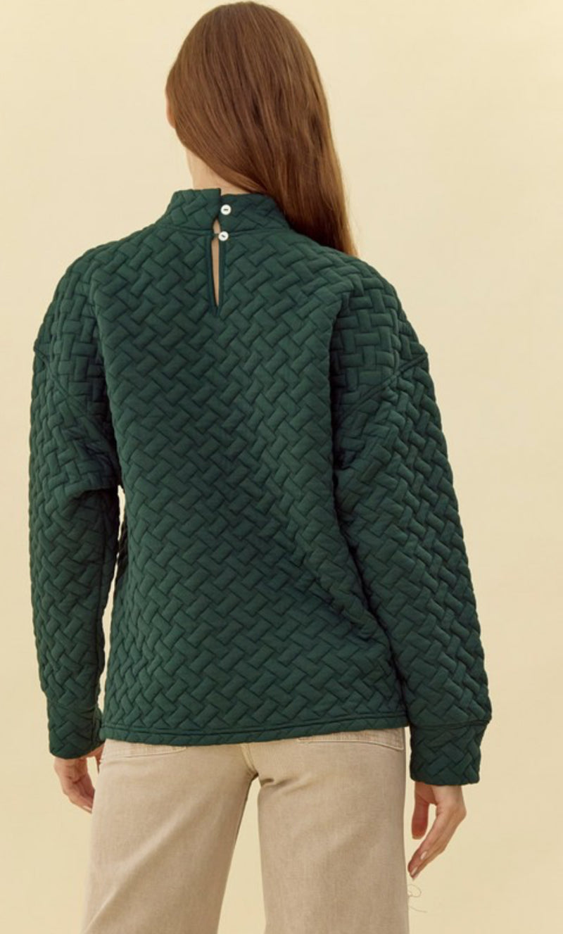 Textured Sweatshirt Top - Hunter Green