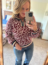 Burgundy Leopard Sweater 1/4 Zip