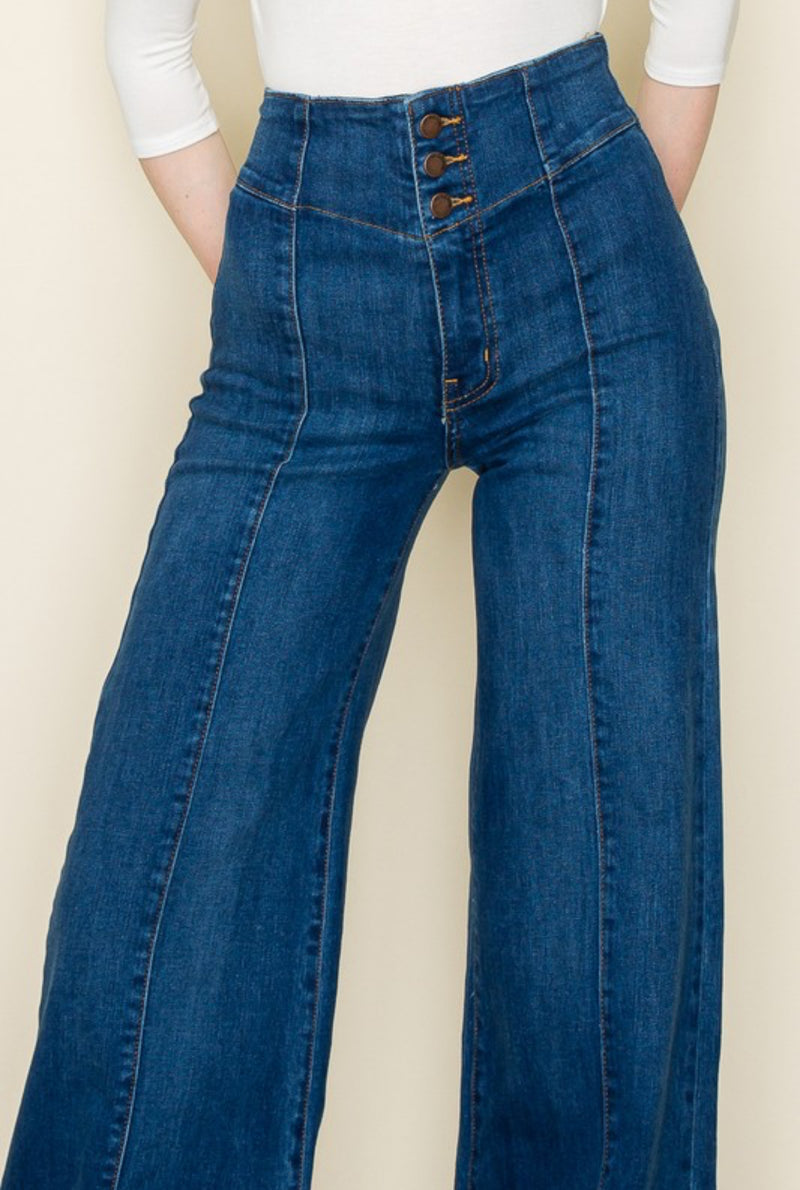 Medium Wash O2 Wide Leg Jeans