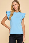 Sky Blue Ruffle Sleeve Top