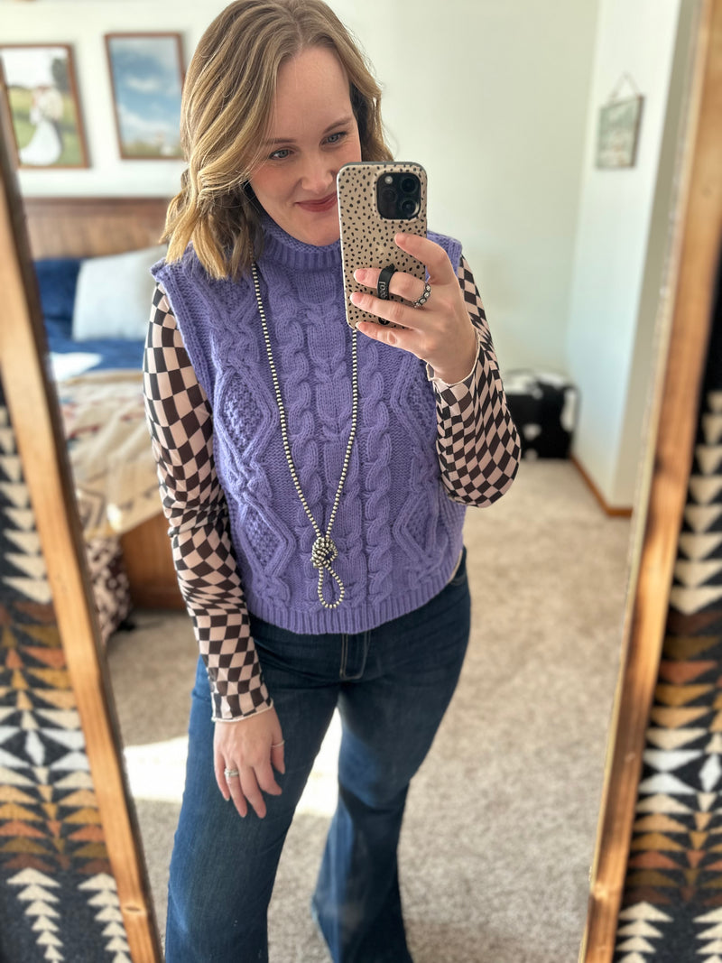 Iris Cable Knit Sweater Vest Top