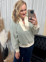 Green Striped Half Zip Sweatshirt
