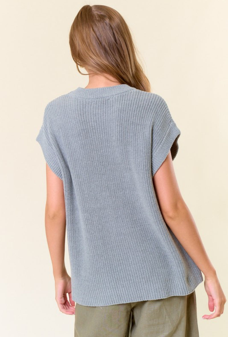 Grey Sweater Vest Top