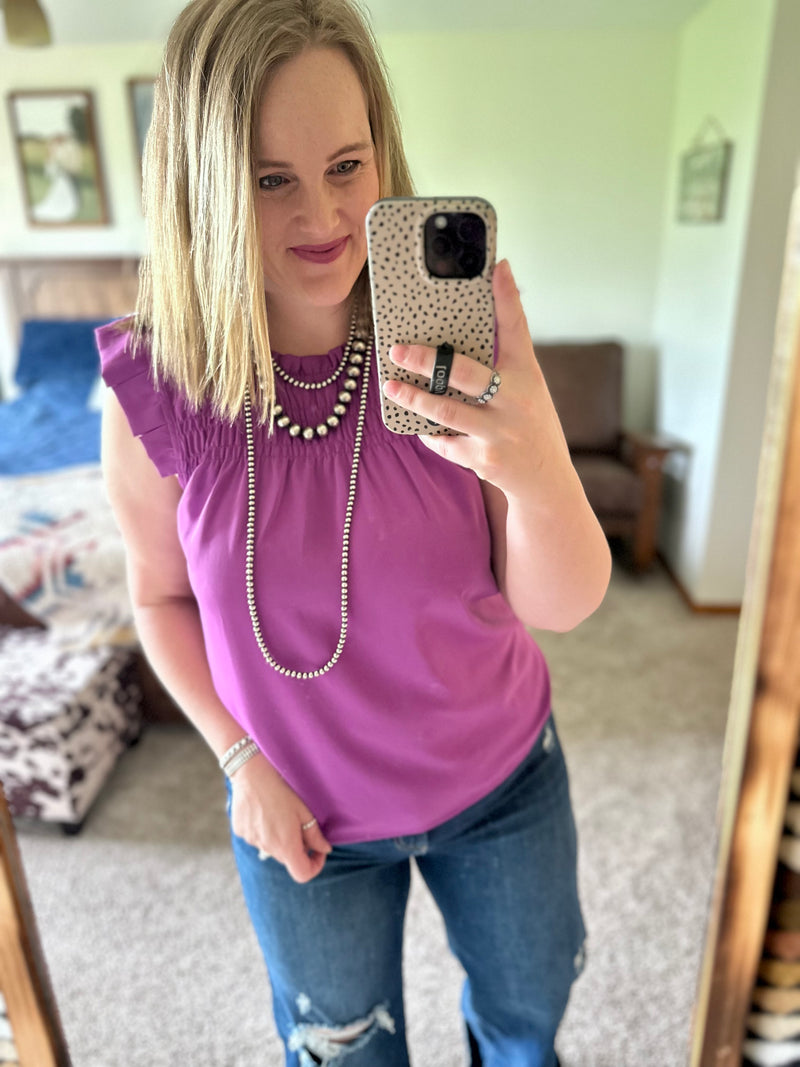 Violet Flutter Sleeve Top