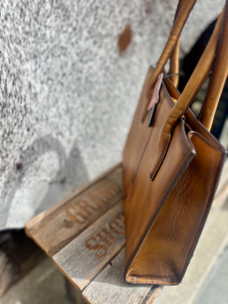 Boot Stitch Cowhide Patch Tote