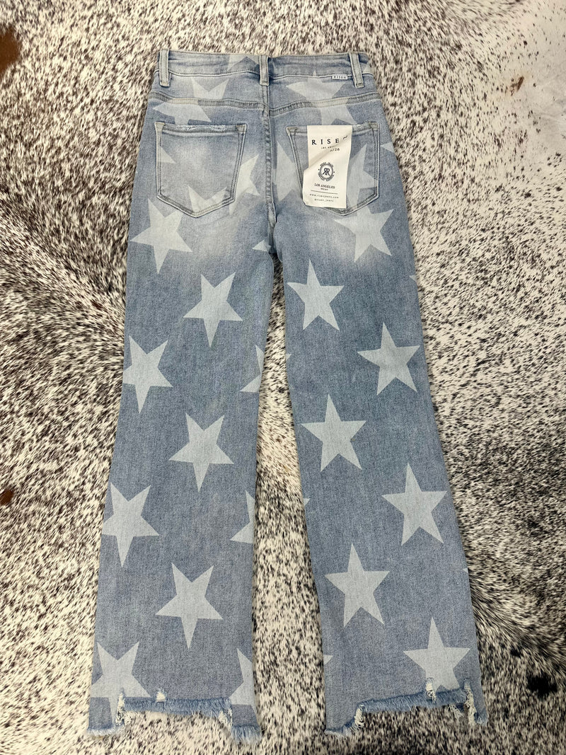 Risen Star Distressed Straight Crop Jeans
